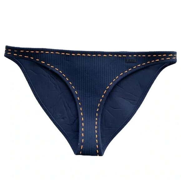 Triangl Swimwear Navy Orange Stitching Bikini Bottom Women’s Size Large NWT - Picture 1 of 3
